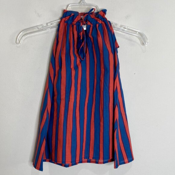 New Natalie Martin Girl's Marlien Sundress Batik Stripe Blue Blood Orange XS 2-3 - Picture 1 of 11